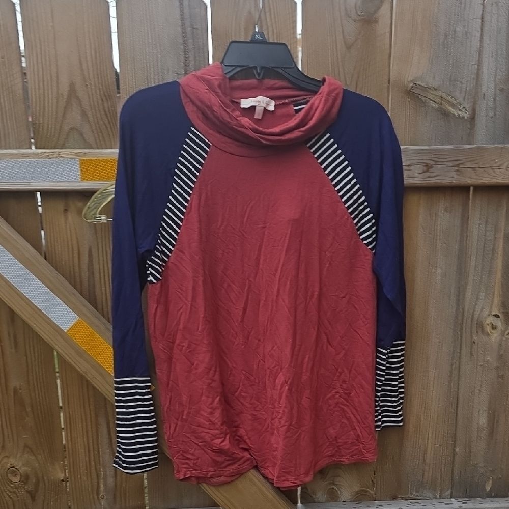 Orange and Navy Long Sleeve Top